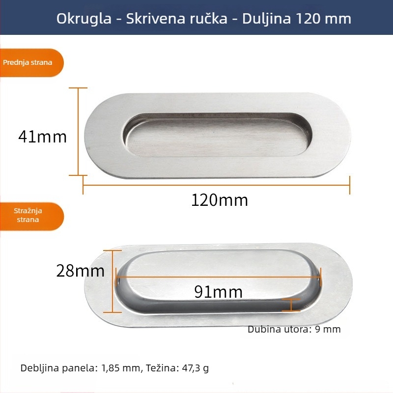 Nevidljiva ručka za ormar od nehrđajućeg čelika – za vrata i ladice, brušeni završetak, elektroplatiranje, moderni minimalistički stil