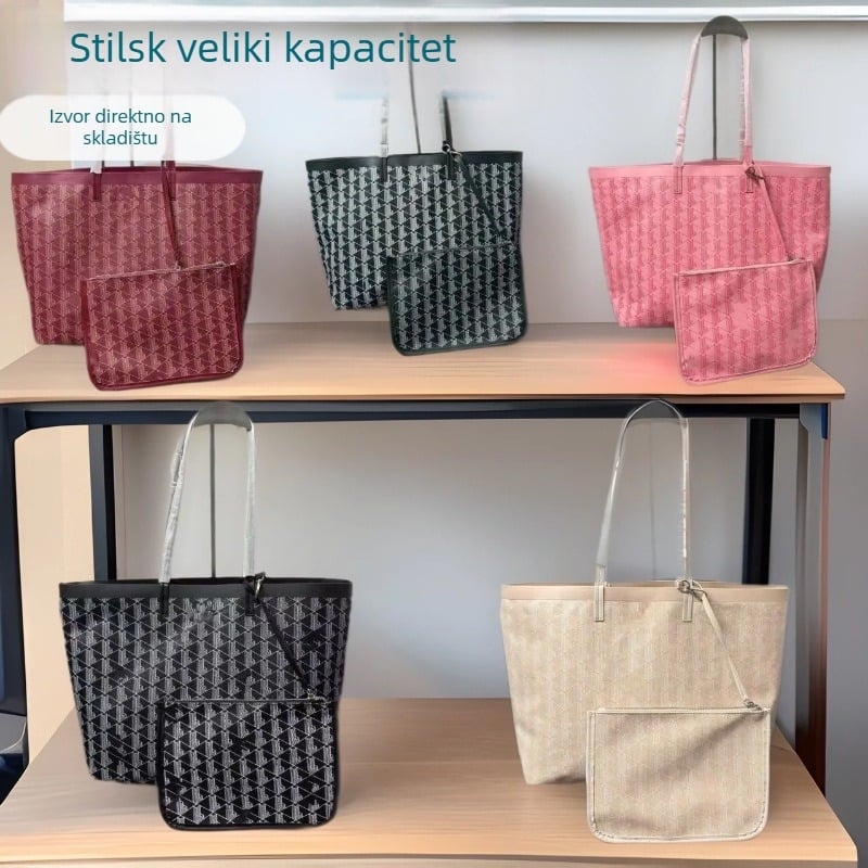 Torba Tote od PU materijala, velika kapaciteta, zatvarač, unutarnja pretinica za telefon, dvostruke naramenice