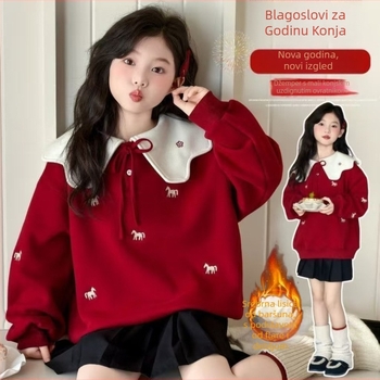 Dječja duksa s konjićem, koreanskog stila, zima, pamuk