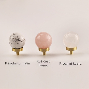 Kristalna okrugla ručica ormarić vrata, mesing, CNC obrada, sferni dizajn, s jednom rupom, površinska ugradnja