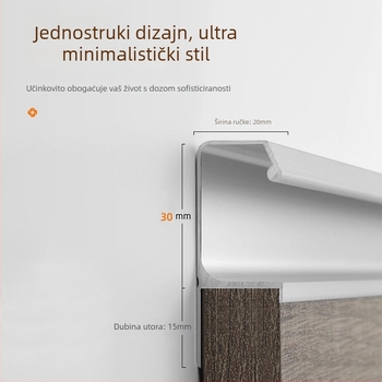 G-tip ručka za ladice i ploče, aluminijska legura, anodizirani završetak, moderan minimalistički stil