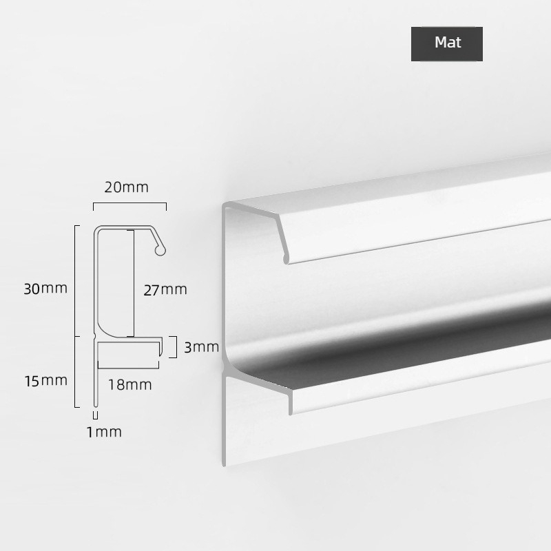 G-tip ručka za ladice i ploče, aluminijska legura, anodizirani završetak, moderan minimalistički stil