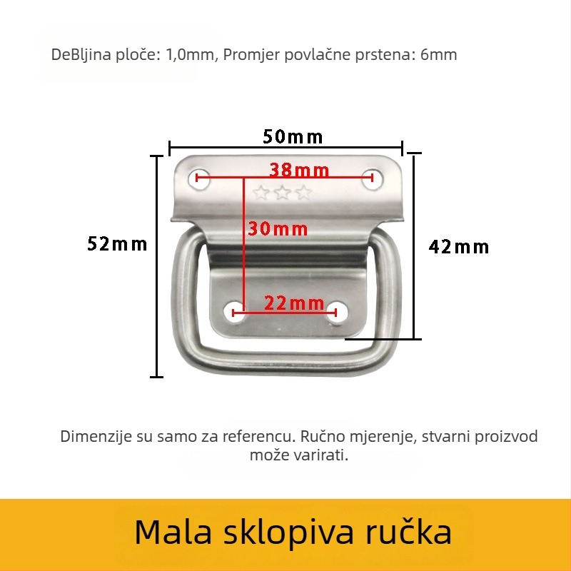 Ručka od nehrđajućeg čelika za avionske kutije alata, sklopiva ručka s povlačnim prstenom, model Samsung, stil modernu jednostavnost, postupak: utiskivanje i poliranje, primjena: avionske kutije za operacije, ladice i vrata opreme