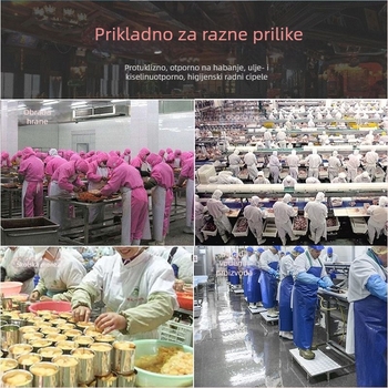 Unisex čizme za kišu za prehrambenu industriju, visok vrat čizme, PVC gornji dio, gumena potplata, otporne na ulje i klizanje, jednodelna kalup oblikovanja potplata, za sve sezone