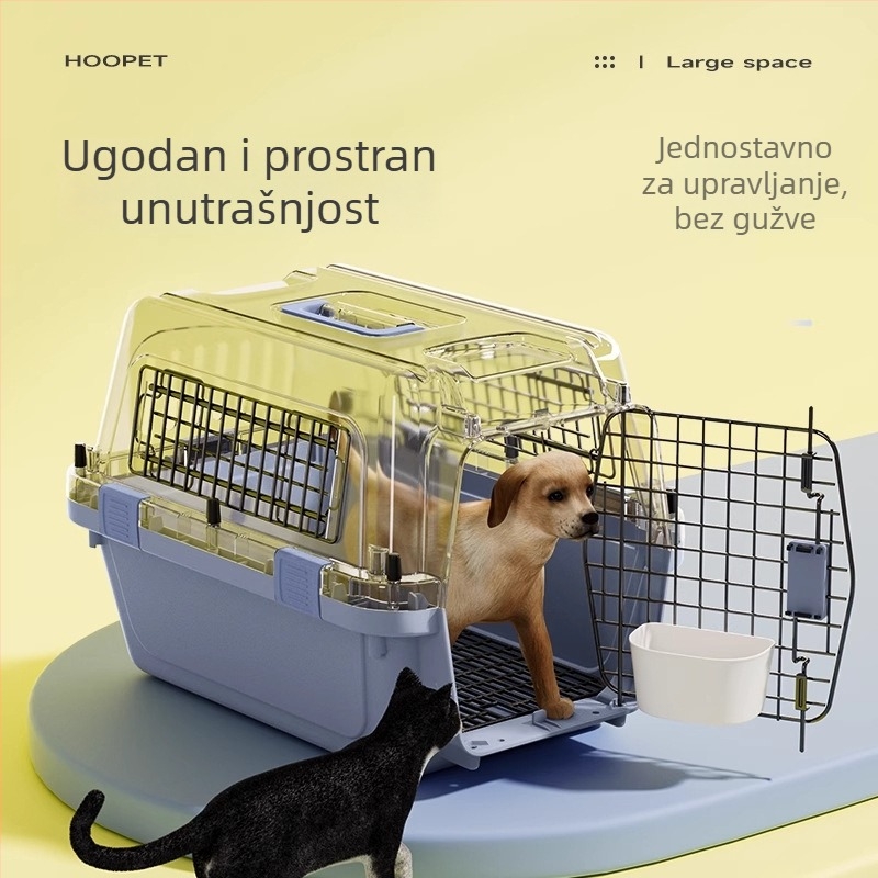 Transportni nositelj za mačke i pse – prijenosni za izlaske, Materijal: Željezo+PP