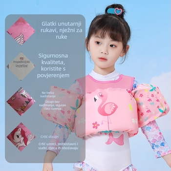 Dječja plivačka jakna s rukavnim plovcima u dizajnu flaminga - kupaći za bebe (OEM)