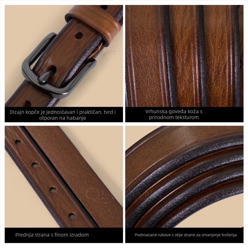 Ženski kožni pojas, korejskog stila, kopča s pinom, koža prve klase od goveđe kože, širina 2-4 cm