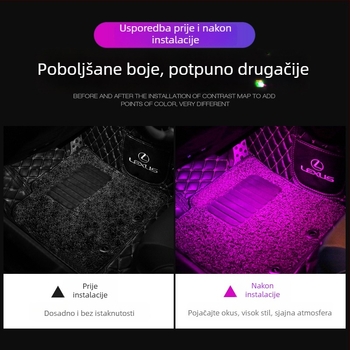 LED rasvjeta za unutrašnjost automobila, bežično, automatski inteligentni senzor, osvjetljenje za prostor ispod nogu, 5W, 5V