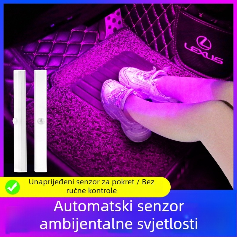 LED rasvjeta za unutrašnjost automobila, bežično, automatski inteligentni senzor, osvjetljenje za prostor ispod nogu, 5W, 5V