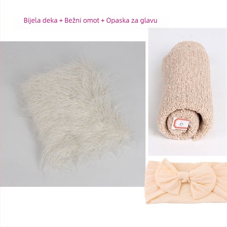 3-dijelni set za fotografiranje beba: zavijanje za fotografije, studijska deka (akril); 225 g; za bebe do 12 mjeseci; proljeće i jesen
