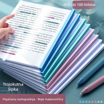 Plastični klip za dokumente s držačem šipke