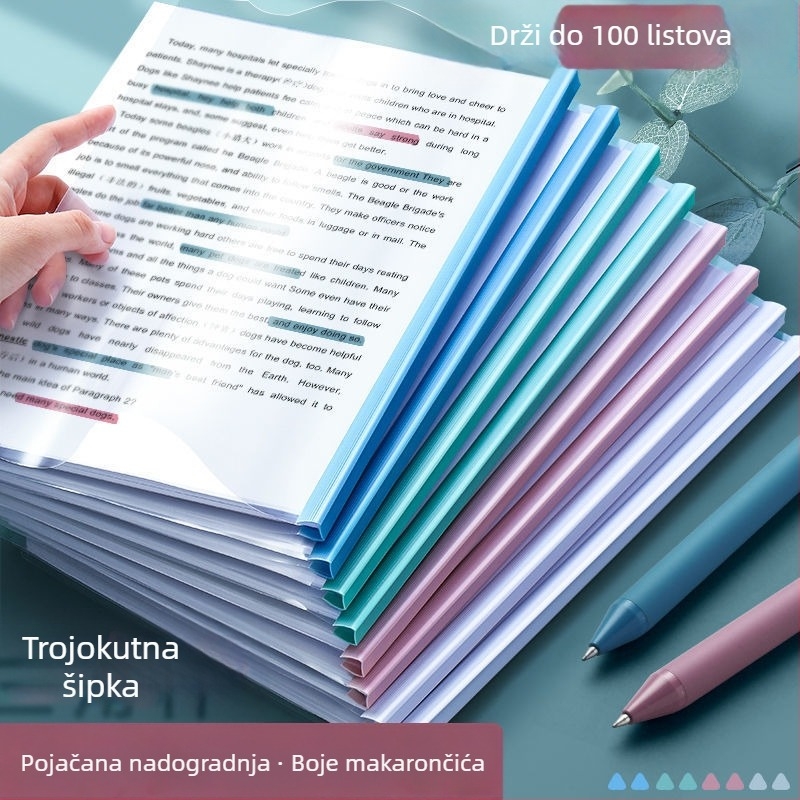 Plastični klip za dokumente s držačem šipke