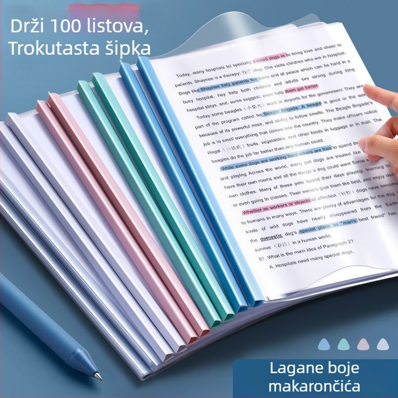 Plastični klip za dokumente s držačem šipke