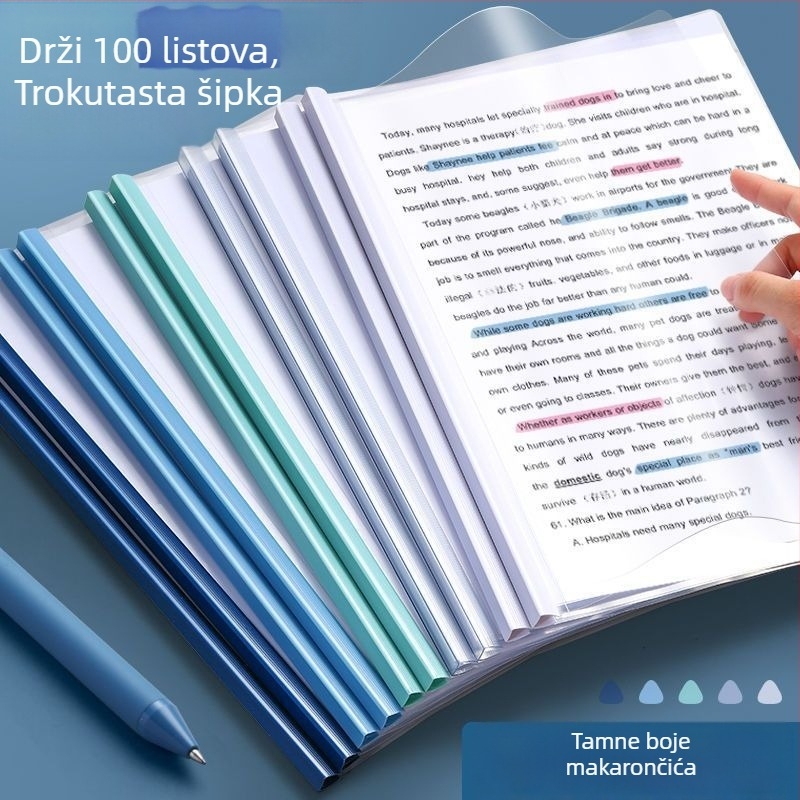 Plastični klip za dokumente s držačem šipke