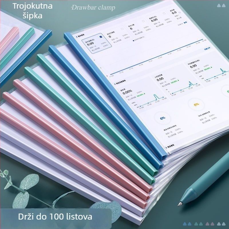 Plastični klip za dokumente s držačem šipke