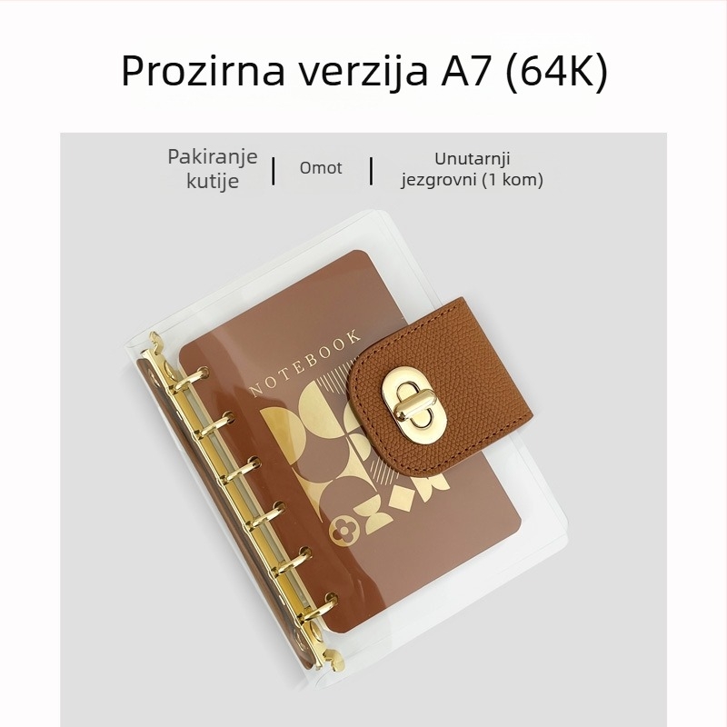 Bilježnica s binderom, omot od imitacije kože, papir od sirovog drvnog pulpa, 40 g/m2, minimalistički stil