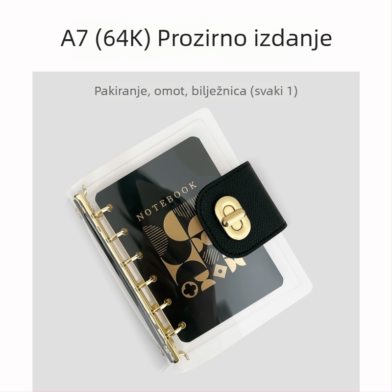 Bilježnica s binderom, omot od imitacije kože, papir od sirovog drvnog pulpa, 40 g/m2, minimalistički stil