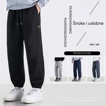 Muške sportske hlače ravnog kroja, jesen 2025, poliester s Cupro vlaknom, mikroelastične
