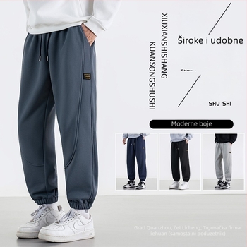 Muške sportske hlače ravnog kroja, jesen 2025, poliester s Cupro vlaknom, mikroelastične