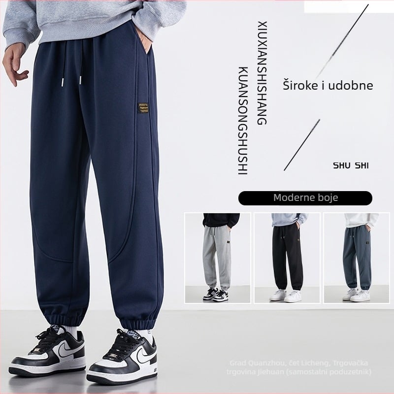 Muške sportske hlače ravnog kroja, jesen 2025, poliester s Cupro vlaknom, mikroelastične