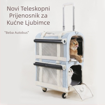 Torba za kućne ljubimce s kolicima za prijevoz mačaka i pasa — PVC materijal, Maodu marka, prozračna, dvostruki sloj, velika zapremina