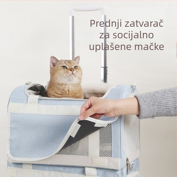 Torba za kućne ljubimce s kolicima za prijevoz mačaka i pasa — PVC materijal, Maodu marka, prozračna, dvostruki sloj, velika zapremina
