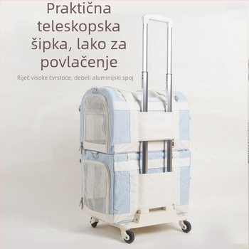 Torba za kućne ljubimce s kolicima za prijevoz mačaka i pasa — PVC materijal, Maodu marka, prozračna, dvostruki sloj, velika zapremina