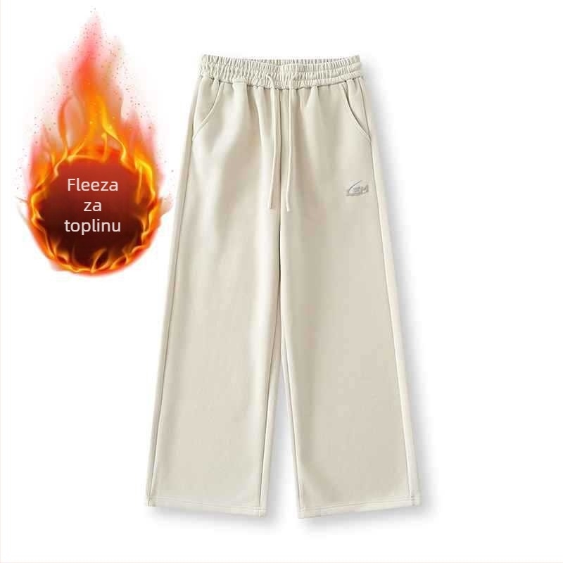 Muške hlače s fleece unutarnjom podstavom, ravni kroj, srednji pojas, zimske; materijal: gornji 55% pamuk, 45% poliester; donji 100% poliester
