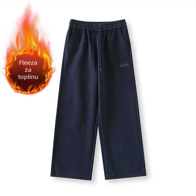 Muške hlače s fleece unutarnjom podstavom, ravni kroj, srednji pojas, zimske; materijal: gornji 55% pamuk, 45% poliester; donji 100% poliester