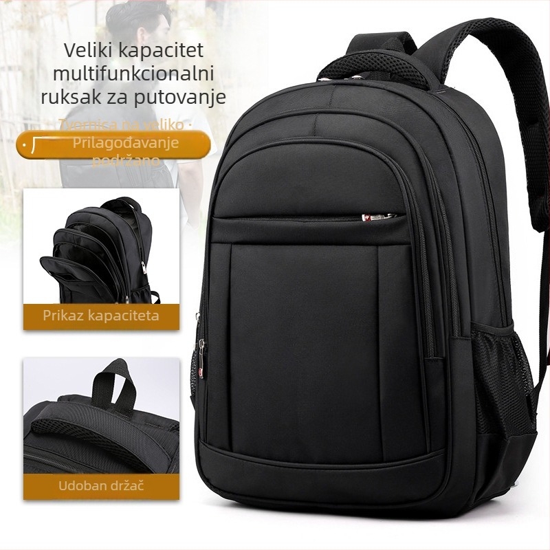 Ruksak od Oxford platna s otiskom logotipa, kapacitet 20–35 L, gradski casual dizajn, podstava od poliestera, naramenice s jastučem za prozračnost