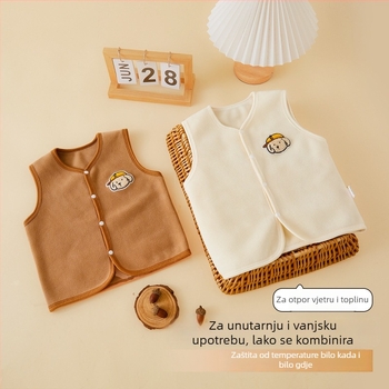 Dječji prsluk u korejskom stilu kardigana, austrijski velur, vezen karikature, zatvaranje na jedno kopče, za dob 3-8 godina