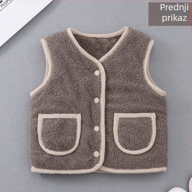 Dječja vest - krzno zečja 91–95% materijal, jednostavan kardigan stil, pogodno za novorođenčad do 1 godine, proljeće 2024