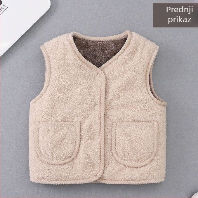 Dječja vest - krzno zečja 91–95% materijal, jednostavan kardigan stil, pogodno za novorođenčad do 1 godine, proljeće 2024