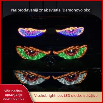 Univerzalna moto svjetla za ploču s upozoravajućim trokutastim očima đavla, treptanje, 10W, 5V, 2A, ugradnja na prednji branik/prednji poklopac, ambijentalno svjetlo