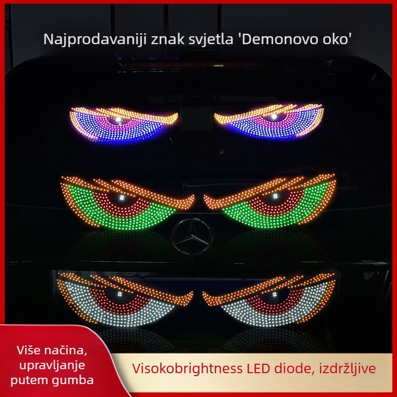 Univerzalna moto svjetla za ploču s upozoravajućim trokutastim očima đavla, treptanje, 10W, 5V, 2A, ugradnja na prednji branik/prednji poklopac, ambijentalno svjetlo