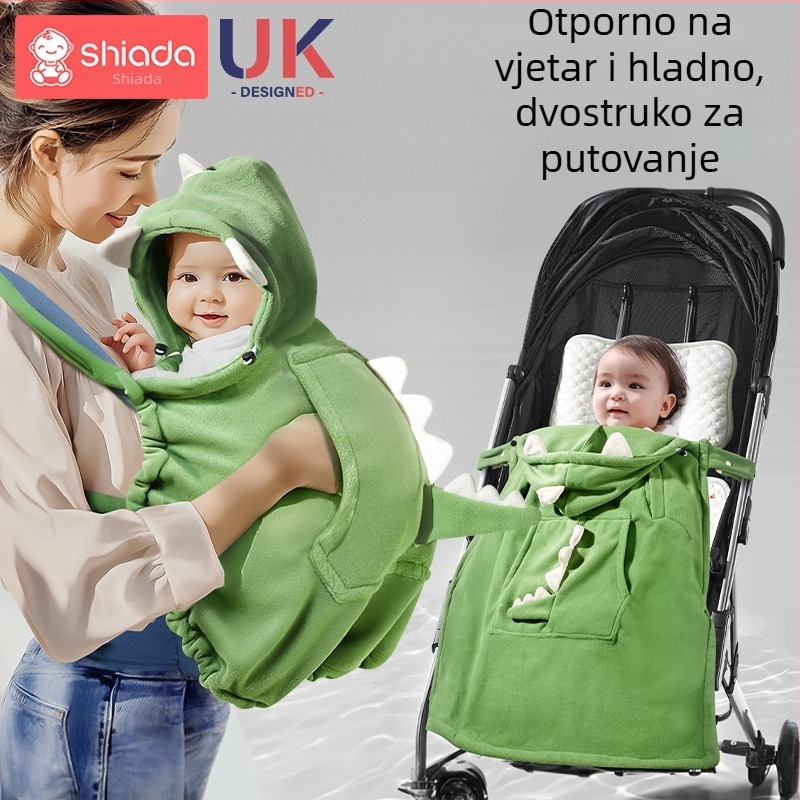 Dječji fleece kapuljača za prednje nošenje, jesen-zima, otporna na vjetar, višenamjenska deka za kolica, za 1–3 godine, 300–500 g