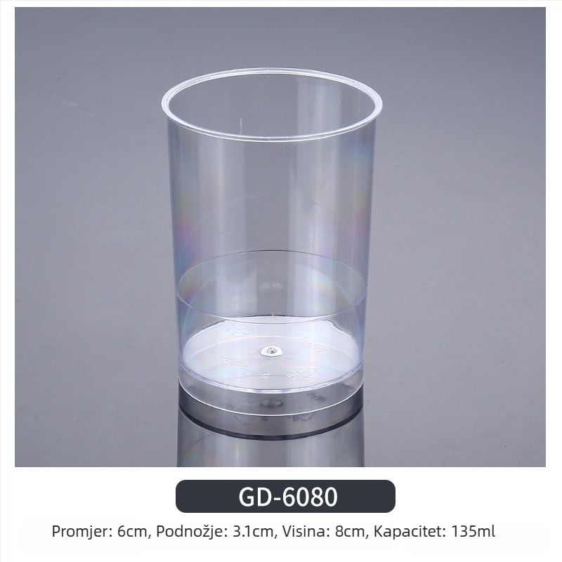 Jednokratna čašica za mousse, debeli dizajn, kreativna čašica za žele/deserte, model 7770, PS plast, s poklopcem, za pakiranje hrane