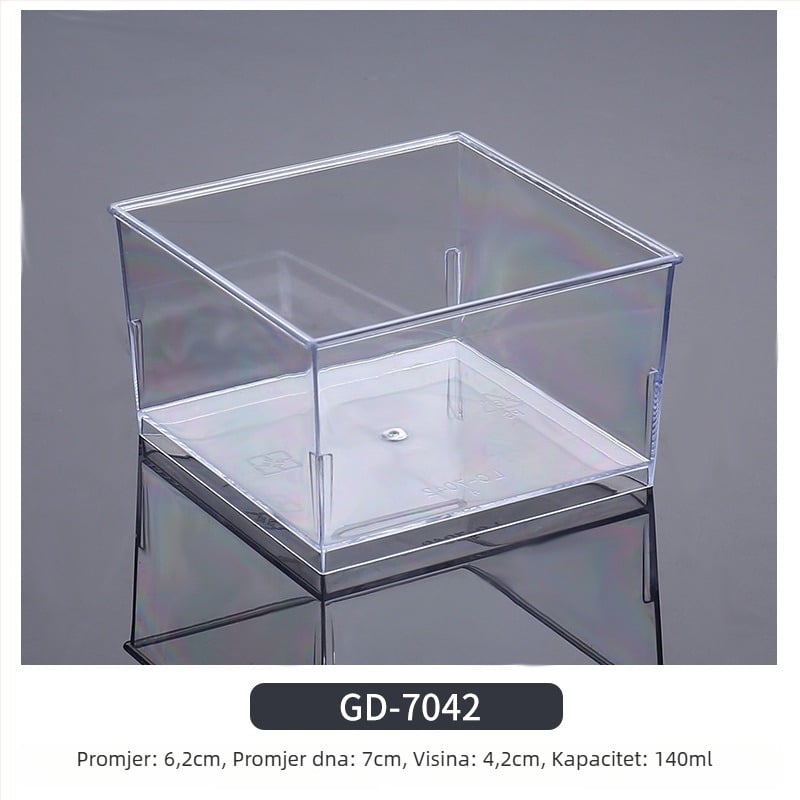 Jednokratna čašica za mousse, debeli dizajn, kreativna čašica za žele/deserte, model 7770, PS plast, s poklopcem, za pakiranje hrane
