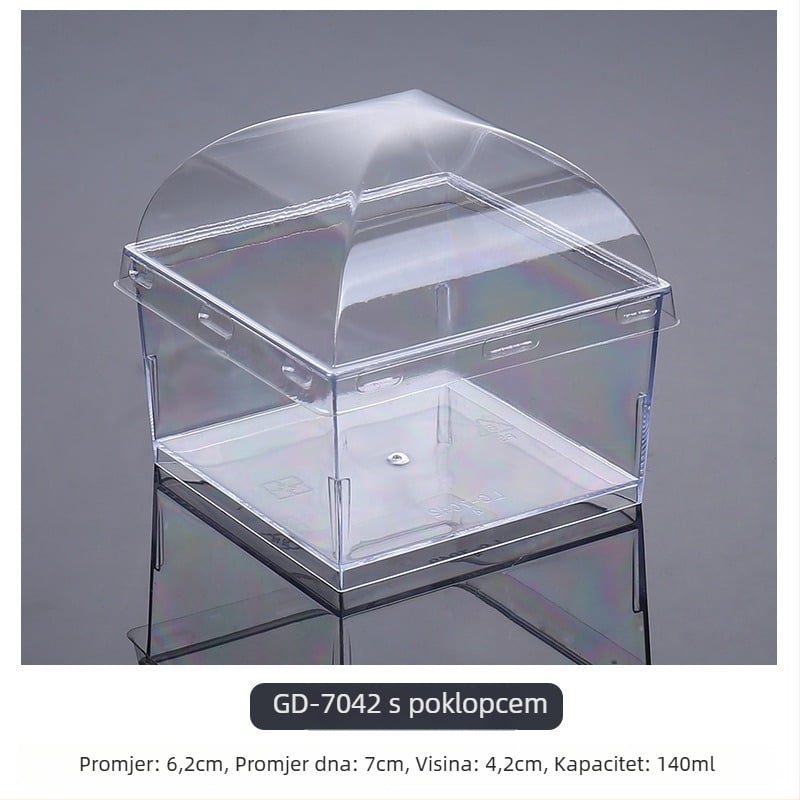 Jednokratna čašica za mousse, debeli dizajn, kreativna čašica za žele/deserte, model 7770, PS plast, s poklopcem, za pakiranje hrane