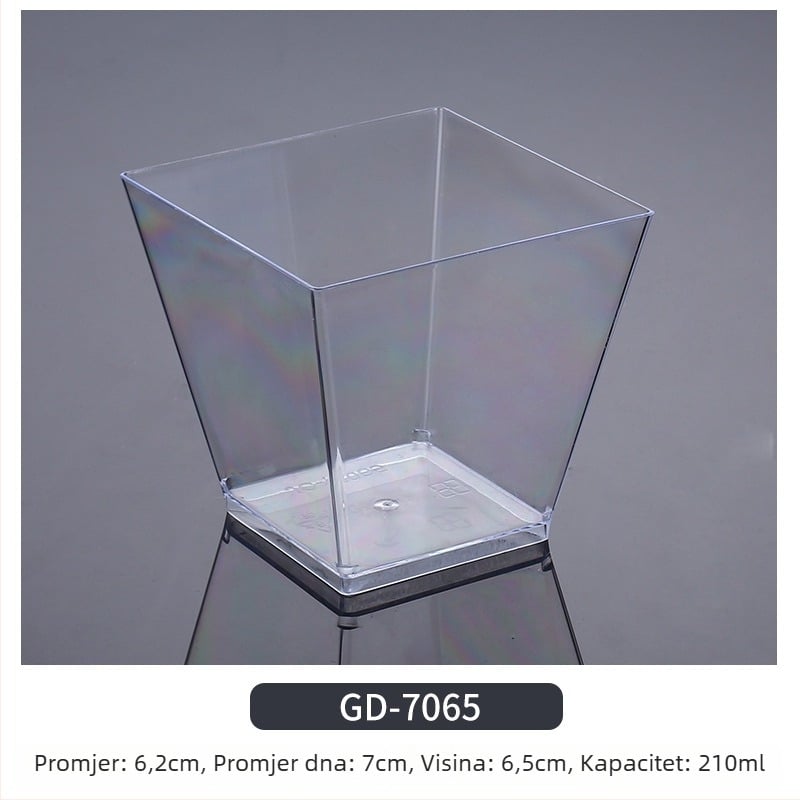 Jednokratna čašica za mousse, debeli dizajn, kreativna čašica za žele/deserte, model 7770, PS plast, s poklopcem, za pakiranje hrane