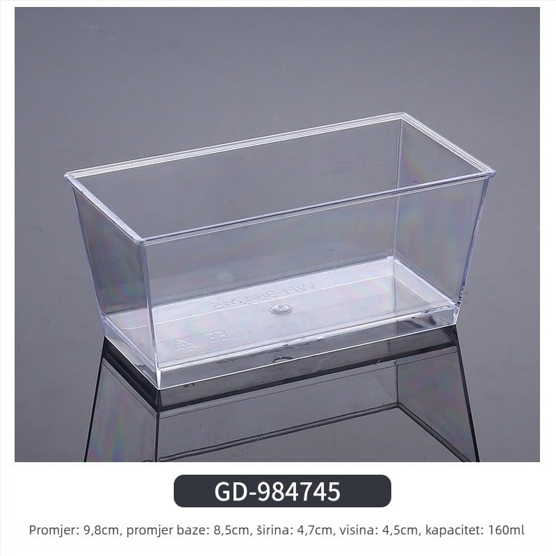 Jednokratna čašica za mousse, debeli dizajn, kreativna čašica za žele/deserte, model 7770, PS plast, s poklopcem, za pakiranje hrane