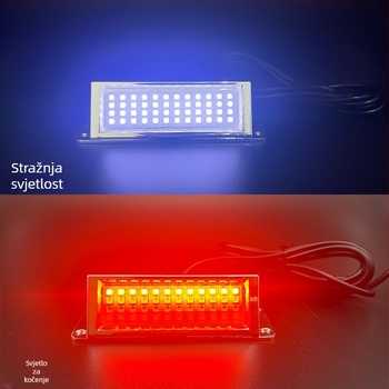 Univerzalno stražnje svjetlo s LED, aluminijski kućište, univerzalna prilagodba, svjetlo za kočenje/pomoćno i svjetlo za registarsku pločicu