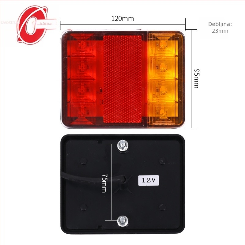 LED stražnje svjetlo za kamione i poljoprivredna vozila, 20W, univerzalno 12/24/12-80V, 6000K, vijek trajanja ≥50 000 h