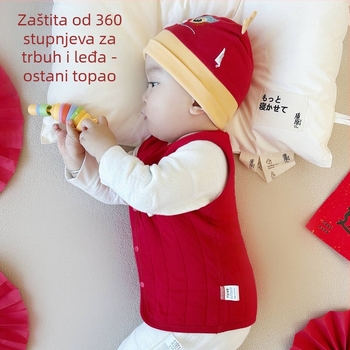 Dječji prsluk za jesen i zimu, vanjski materijal 100% pamuk s podstavom i punjenjem poliesterom, kineskog stila kardigan, pogodna za dob 0–1 godina, Sigurnosna razina A