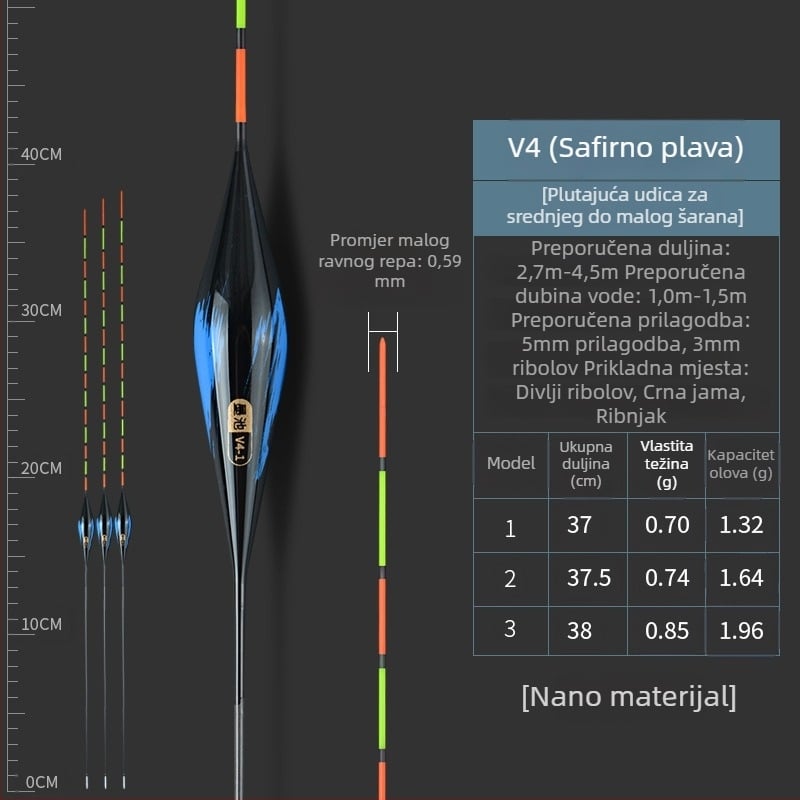 Ink Pool nano plovak visoke osjetljivosti za šarana, lagani vrh, upečatljiv plovak, otporan na struje