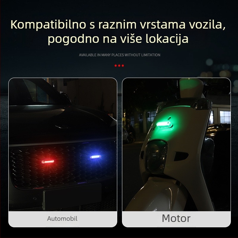 Stražnja LED svjetla za automobile i motocikle, solarno napajanje, crveno-plavo treperenje, bežična montaža (3W, 5V, 2A, model A1, ABS kućište)