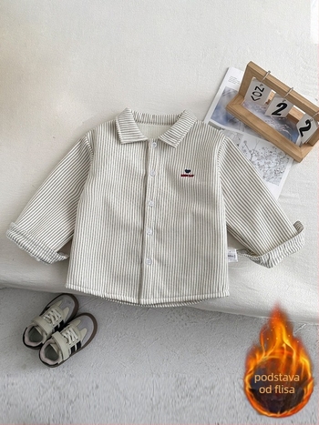 Korejski stil dječji kostim, dvodijelni set, corduroy tkanina s 50% pamuka, prugasti uzorak, za uzrast 1–3 godine, jesen-zima