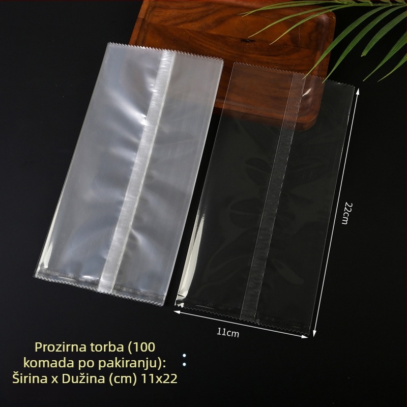 Prozirne vrećice sa srednjim zatvaranjem za hranu - toplinsko zavarivanje, kompozitni materijal, više setova