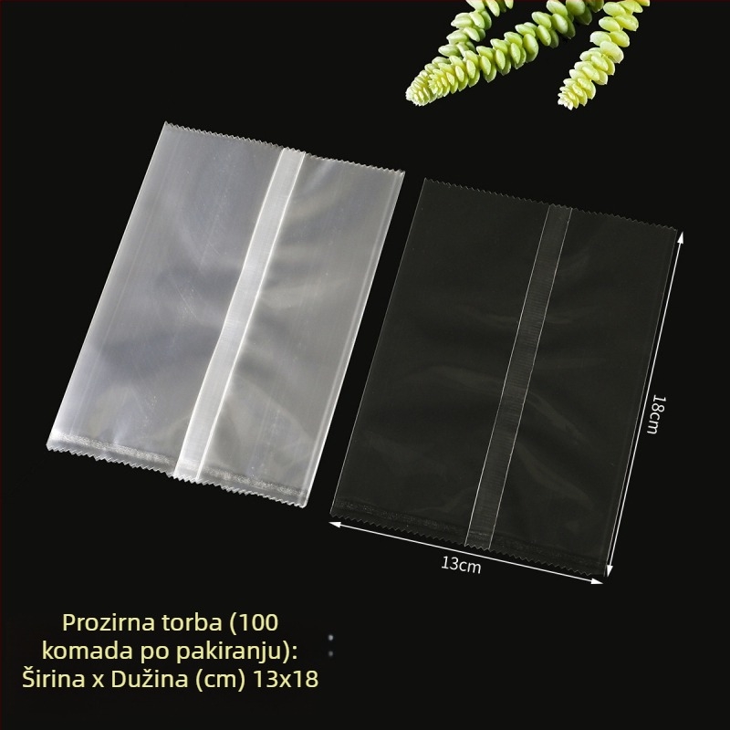 Prozirne vrećice sa srednjim zatvaranjem za hranu - toplinsko zavarivanje, kompozitni materijal, više setova