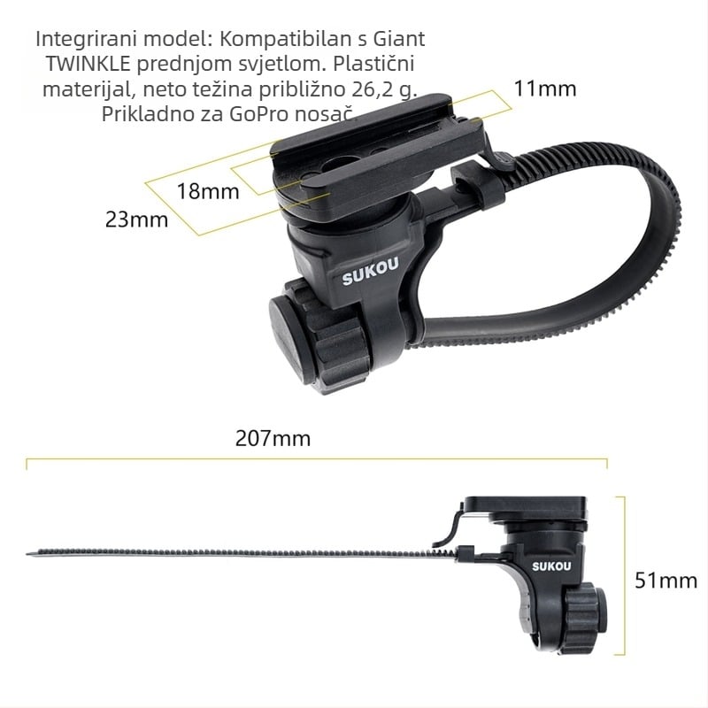 Držač prednjeg svjetla za bicikl, kompatibilan s TWINKLE, brzo otpuštanje i 45° rotacija